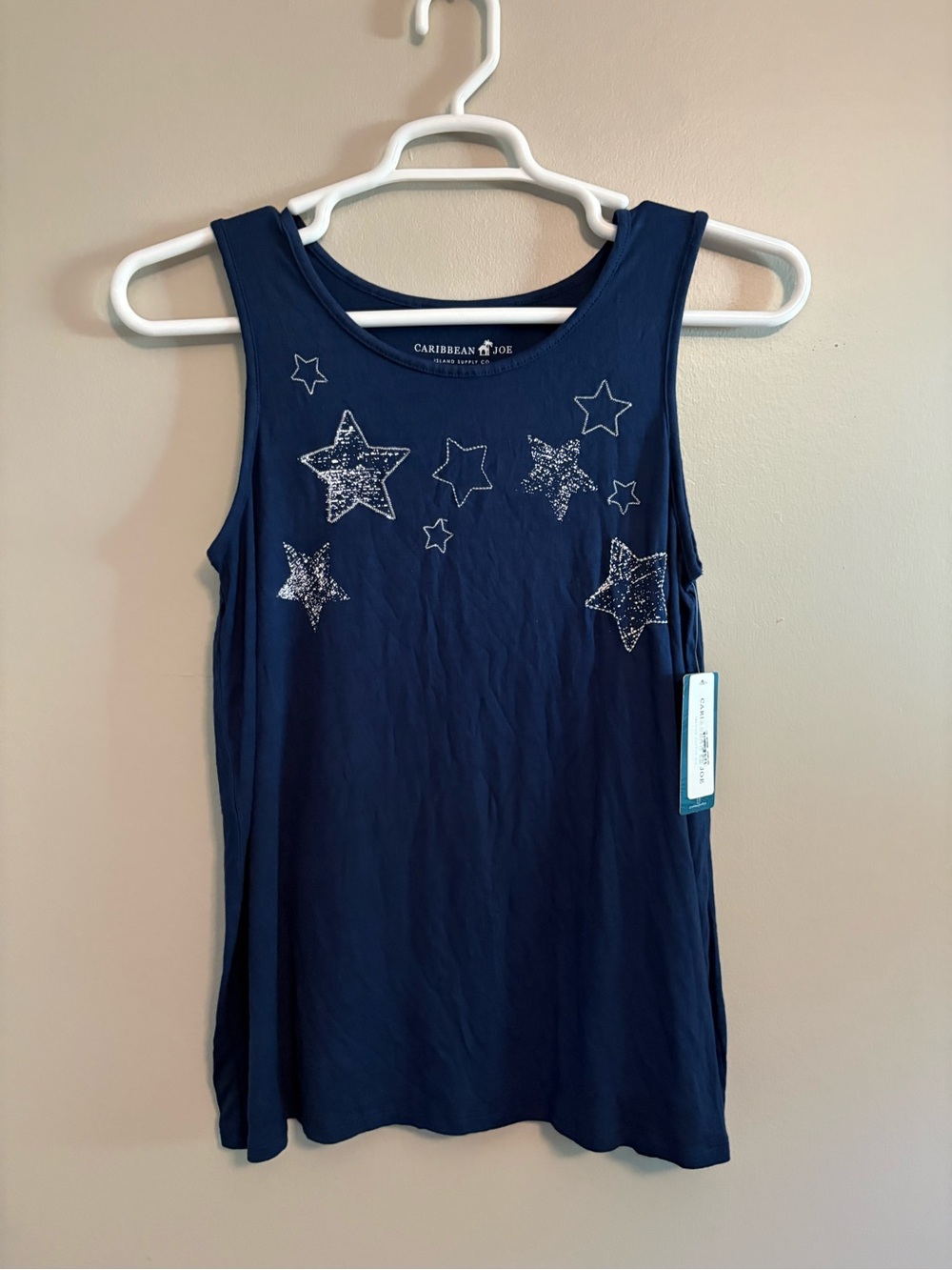 Caribbean Joe Navy Tank with Silver Star Embellishments